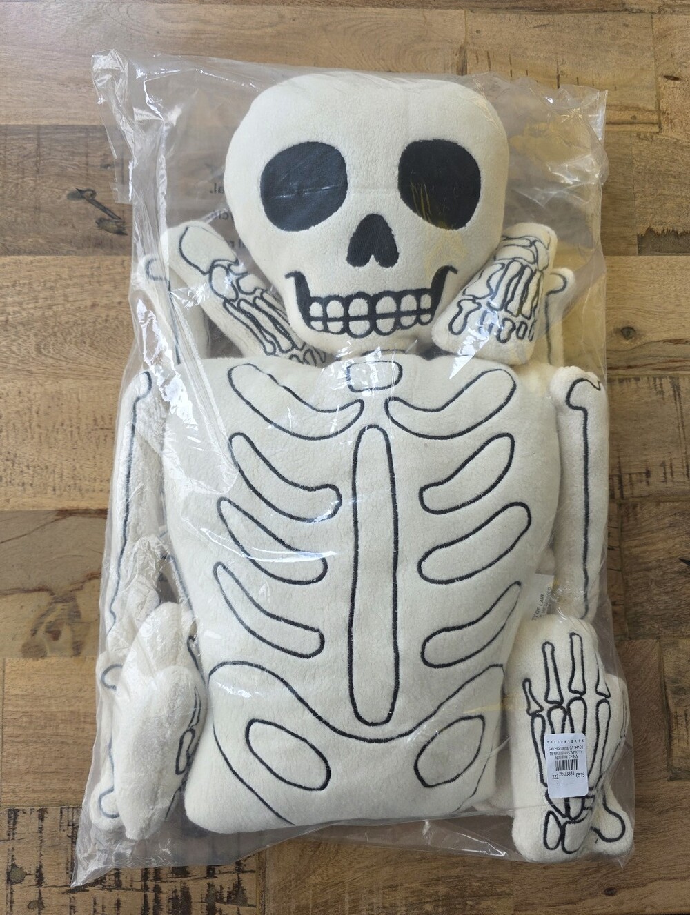 NWT Pottery Barn Mr Bones Shaped Skeleton Pillow Plush - New In Bag Halloween